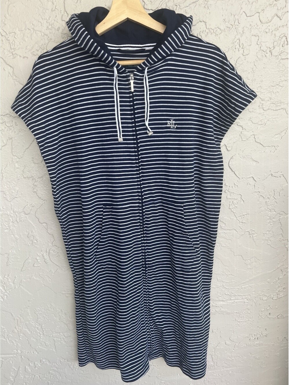 Lauren Ralph Lauren Cover Up Dress Stripped Blue Nautical Coastal Preppy Size S